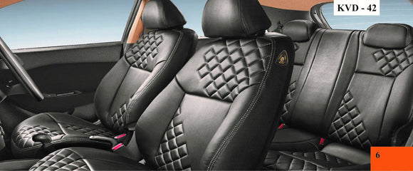 KVD Superior Leather Luxury Car Seat Cover FOR Kia Carens FULL BLACK (WITH 5 YEARS WARRANTY) - D023/142