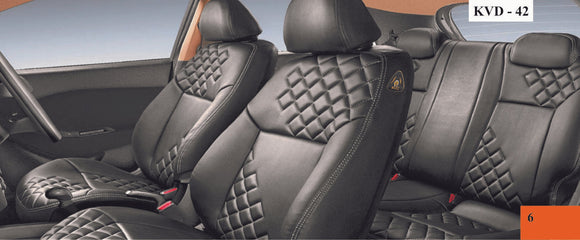 KVD Superior Leather Luxury Car Seat Cover For Mg Astor Full Black (With 5 Year Onsite Warranty) - D023/145