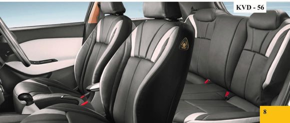 KVD Superior Leather Luxury Car Seat Cover FOR Skoda Kylac BLACK + SILVER (WITH 5 YEARS WARRANTY) - D024/143