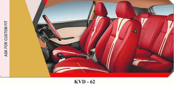 KVD Superior Leather Luxury Car Seat Cover FOR Hyundai Exter TAN + WHITE (WITH 5 YEARS WARRANTY) - D026/98