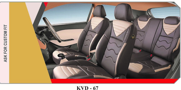 KVD Superior Leather Luxury Car Seat Cover FOR Kia Carens COFFEE + BEIGE (WITH 5 YEARS WARRANTY) - D027/142