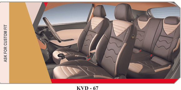 KVD Superior Leather Luxury Car Seat Cover For Mg Astor Coffee + Beige (With 5 Year Onsite Warranty) - D027/145