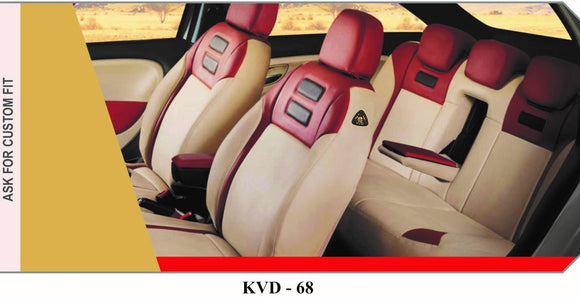 KVD Superior Leather Luxury Car Seat Cover FOR Hyundai Exter BEIGE + TAN (WITH 5 YEARS WARRANTY) - D028/98
