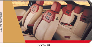 KVD Superior Leather Luxury Car Seat Cover For Skoda Slavia Beige + Tan (With 5 Year Onsite Warranty) - D028/135