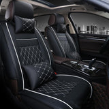 KVD Superior Leather Luxury Car Seat Cover FOR Volkswagen T-Roc BLACK + SILVER FREE PILLOWS AND NECK REST SET (WITH 5 YEARS WARRANTY) - D002/135