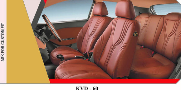 KVD Superior Leather Luxury Car Seat Cover FOR Kia Carens FULL TAN (WITH 5 YEARS WARRANTY) - D037/142