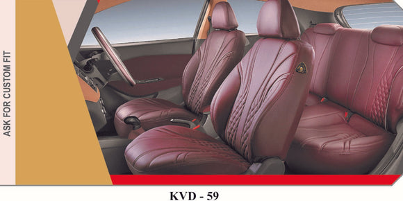 KVD Superior Leather Luxury Car Seat Cover For Skoda Slavia Full Cherry (With 5 Year Onsite Warranty) - D039/135