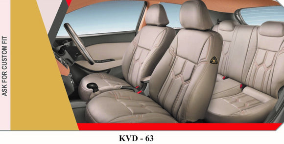 KVD Superior Leather Luxury Car Seat Cover FOR Kia Carens FULL BEIGE (WITH 5 YEARS WARRANTY) - D040/142