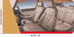 KVD Superior Leather Luxury Car Seat Cover For Skoda Slavia Full Beige (With 5 Year Onsite Warranty) - D040/135