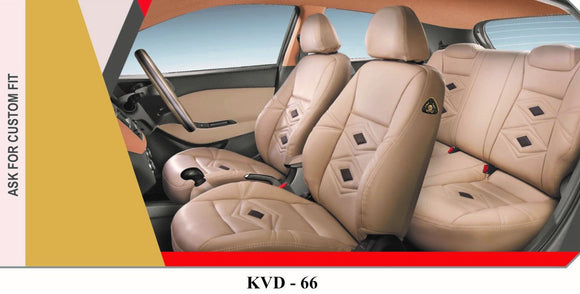 KVD Superior Leather Luxury Car Seat Cover FOR Hyundai Exter BEIGE + COFFEE (WITH 5 YEARS WARRANTY) - D041/98