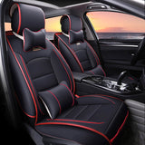 KVD Superior Leather Luxury Car Seat Cover for MG Astor Black + Red Free Pillows And Neckrest Set (With 5 Year Onsite Warranty) - D049/145