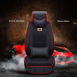 KVD Superior Leather Luxury Car Seat Cover for Maruti Suzuki Invicto Black + Red Free Pillows And Neckrest (With 5 Year Warranty) - D049/151