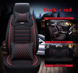 KVD Superior Leather Luxury Car Seat Cover For Maruti Suzuki Victoris Black + Red Free Pillows And Neckrest Set (With 5 Year Onsite Warranty) - D054/157