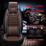 KVD Superior Leather Luxury Car Seat Cover for Mahindra 3XO Coffee + Black Free Pillows And Neckrest Set (With 5 Year Onsite Warranty) - D055/40