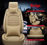 KVD Superior Leather Luxury Car Seat Cover for Toyota Innova Hycross Beige + Black Free Pillows And Neckrest (With 5 Year Warranty) - D056/151