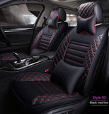 KVD Superior Leather Luxury Car Seat Cover for Kia Carens Black + Red Free Pillows And Neckrest Set (With 5 Year Onsite Warranty) - D057/142
