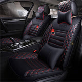 KVD Superior Leather Luxury Car Seat Cover for Skoda Slavia Black + Red Free Pillows And Neckrest Set (With 5 Year Onsite Warranty) - D057/135