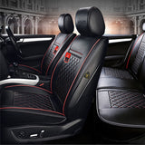 KVD Superior Leather Luxury Car Seat Cover FOR Mg Comet BLACK + RED (WITH 5 YEARS WARRANTY) - DZ001/152