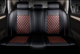 KVD Superior Leather Luxury Car Seat Cover For Skoda Slavia Black + Cherry (With 5 Year Onsite Warranty) - D006/135