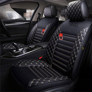 KVD Superior Leather Luxury Car Seat Cover for Mahindra Thar Roxx Black + Silver (With 5 Year Onsite Warranty) - DZ058/156