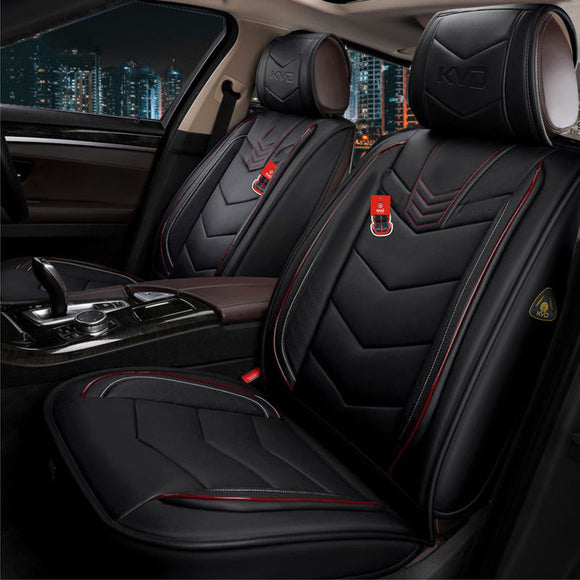 KVD Superior Leather Luxury Car Seat Cover for Toyota Rumion Black + Red (With 5 Year Onsite Warranty) (SP) - D070/103