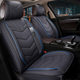 KVD Superior Leather Luxury Car Seat Cover for Volkswagen virtus Black + Blue (With 5 Year Onsite Warranty) (SP) - D071/153