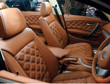 KVD Superior Leather Luxury Car Seat Cover for Skoda Slavia Full Tan (With 5 Year Onsite Warranty) - D072/135