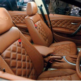 KVD Superior Leather Luxury Car Seat Cover For Tata Curvv Full Tan (With 5 Year Onsite Warranty) - D072/77