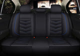 KVD Superior Leather Luxury Car Seat Cover for Kia Carens Black + Blue (With 5 Year Onsite Warranty) - DZ073/142