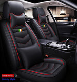 KVD Superior Leather Luxury Car Seat Cover For Maruti Suzuki Victoris Black + Red Free Pillows And Neckrest Set (With 5 Year Onsite Warranty) - DZ075/157