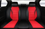 KVD Superior Leather Luxury Car Seat Cover for Kia Carens Black + Red (With 5 Year Onsite Warranty) - D081/142