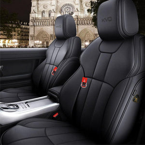 KVD Superior Leather Luxury Car Seat Cover for Volkswagen virtus Full Black (With 5 Year Onsite Warranty) - D086/153