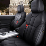 KVD Superior Leather Luxury Car Seat Cover for Volkswagen virtus Full Black (With 5 Year Onsite Warranty) - D086/153