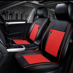 KVD Superior Leather Luxury Car Seat Cover FOR Skoda Kylac BLACK + RED (WITH 5 YEARS WARRANTY) - D008/143