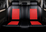 KVD Superior Leather Luxury Car Seat Cover FOR Kia Carens BLACK + RED (WITH 5 YEARS WARRANTY) - D008/142