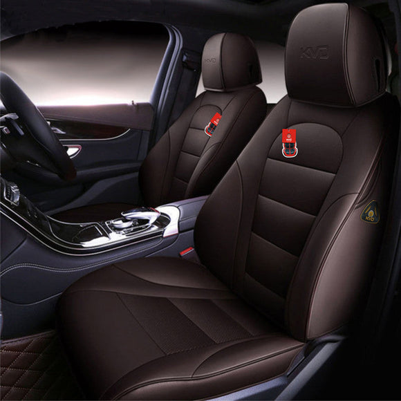 KVD Superior Leather Luxury Car Seat Cover for Kia Carens Full Coffee (With 5 Year Onsite Warranty) - DZ090/142
