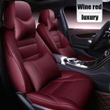 KVD Superior Leather Luxury Car Seat Cover for Kia Carens Wine Red Free Pillows And Neckrest Set (With 5 Year Onsite Warranty) - DZ092/142