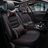 KVD Superior Leather Luxury Car Seat Cover for Volkswagen T-Roc Black + Red Free Pillows And Neckrest Set (With 5 Year Onsite Warranty) (SP) - D094/135