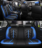 KVD Superior Leather Luxury Car Seat Cover for Kia Carens Black + Blue (With 5 Year Onsite Warranty) - D097/142