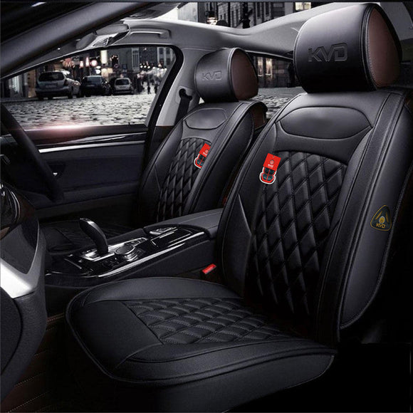 KVD Superior Leather Luxury Car Seat Cover FOR Hyundai Exter FULL BLACK (WITH 5 YEARS WARRANTY) - D009/98