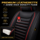 KVD Superior Leather Luxury Car Seat Cover FOR Volkswagen T-Roc BLACK + RED (WITH 5 YEARS WARRANTY) - DZ014/135