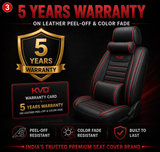 KVD Superior Leather Luxury Car Seat Cover For Citroen C3 BLACK + RED FREE PILLOWS AND NECK REST SET (WITH 5 YEARS WARRANTY) - DZ014/150