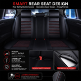 KVD Superior Leather Luxury Car Seat Cover FOR Volkswagen T-Roc BLACK + RED FREE PILLOWS AND NECK REST SET (WITH 5 YEARS WARRANTY) - DZ014/135