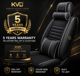 KVD Superior Leather Luxury Car Seat Cover FOR Volkswagen T-Roc BLACK + SILVER FREE PILLOWS AND NECK REST SET (WITH 5 YEARS WARRANTY) - DZ015/135