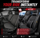 KVD Superior Leather Luxury Car Seat Cover FOR Volkswagen T-Roc BLACK + SILVER FREE PILLOWS AND NECK REST SET (WITH 5 YEARS WARRANTY) - DZ015/135