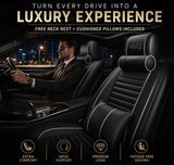 KVD Superior Leather Luxury Car Seat Cover FOR Volkswagen T-Roc BLACK + SILVER FREE PILLOWS AND NECK REST SET (WITH 5 YEARS WARRANTY) - DZ015/135
