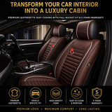 KVD Superior Leather Luxury Car Seat Cover FOR Volkswagen T-Roc COFFEE + WHITE (WITH 5 YEARS WARRANTY) - DZ016/135