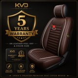 KVD Superior Leather Luxury Car Seat Cover FOR Volkswagen T-Roc COFFEE + WHITE (WITH 5 YEARS WARRANTY) - DZ016/135