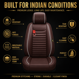 KVD Superior Leather Luxury Car Seat Cover For Volkswagen Taigun Coffee + White (With 5 Year Onsite Warranty) - Dz016/135