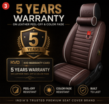 KVD Superior Leather Luxury Car Seat Cover FOR Volkswagen T-Roc COFFEE + WHITE FREE PILLOWS AND NECK REST SET (WITH 5 YEARS WARRANTY) - DZ016/135